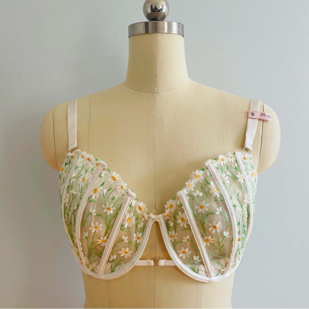 Victorias Secret Dream Angels Daisy Embroidered Push-up Bra- Size 38DDD-NWT